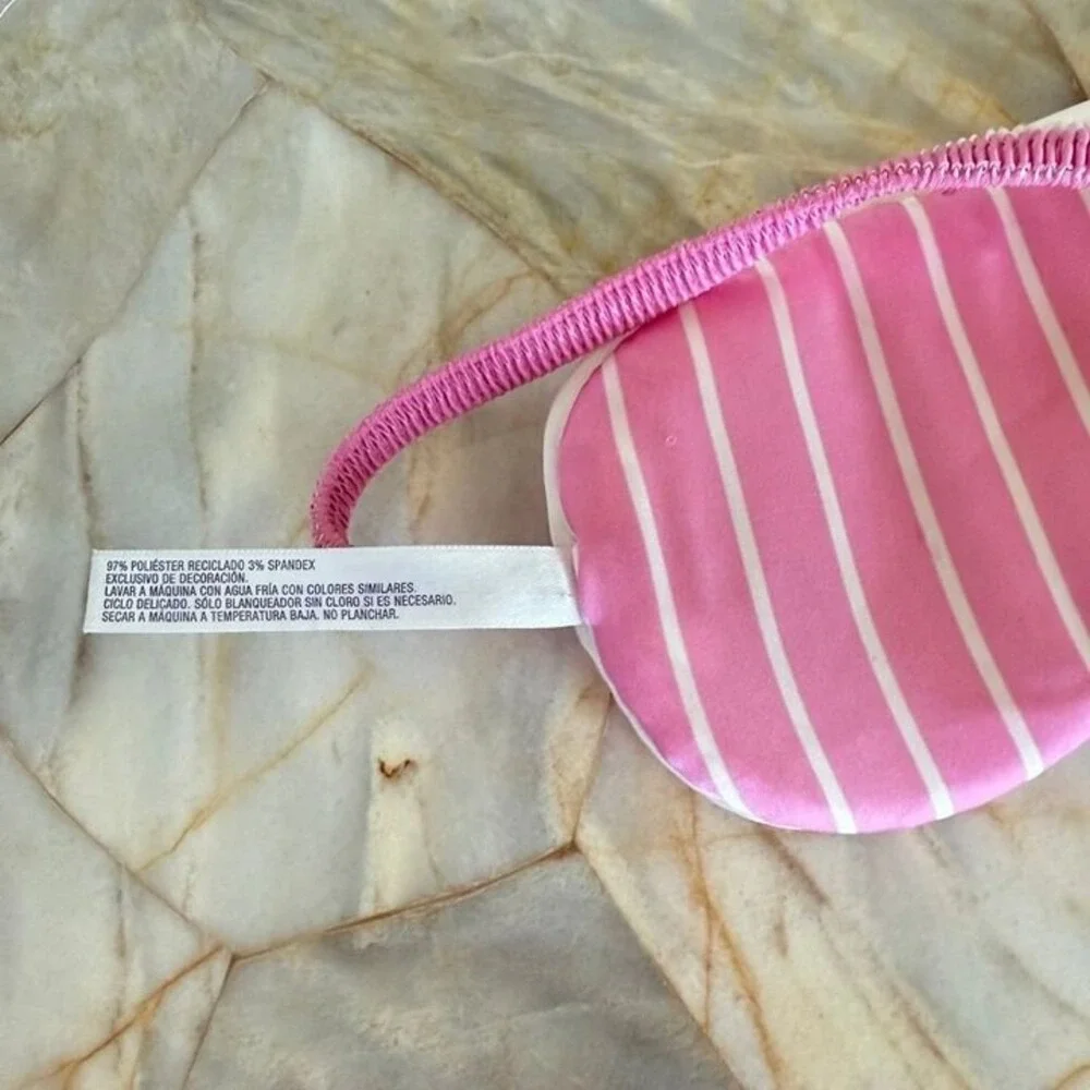 padded Satin silky pink stripe sleep mask One Size